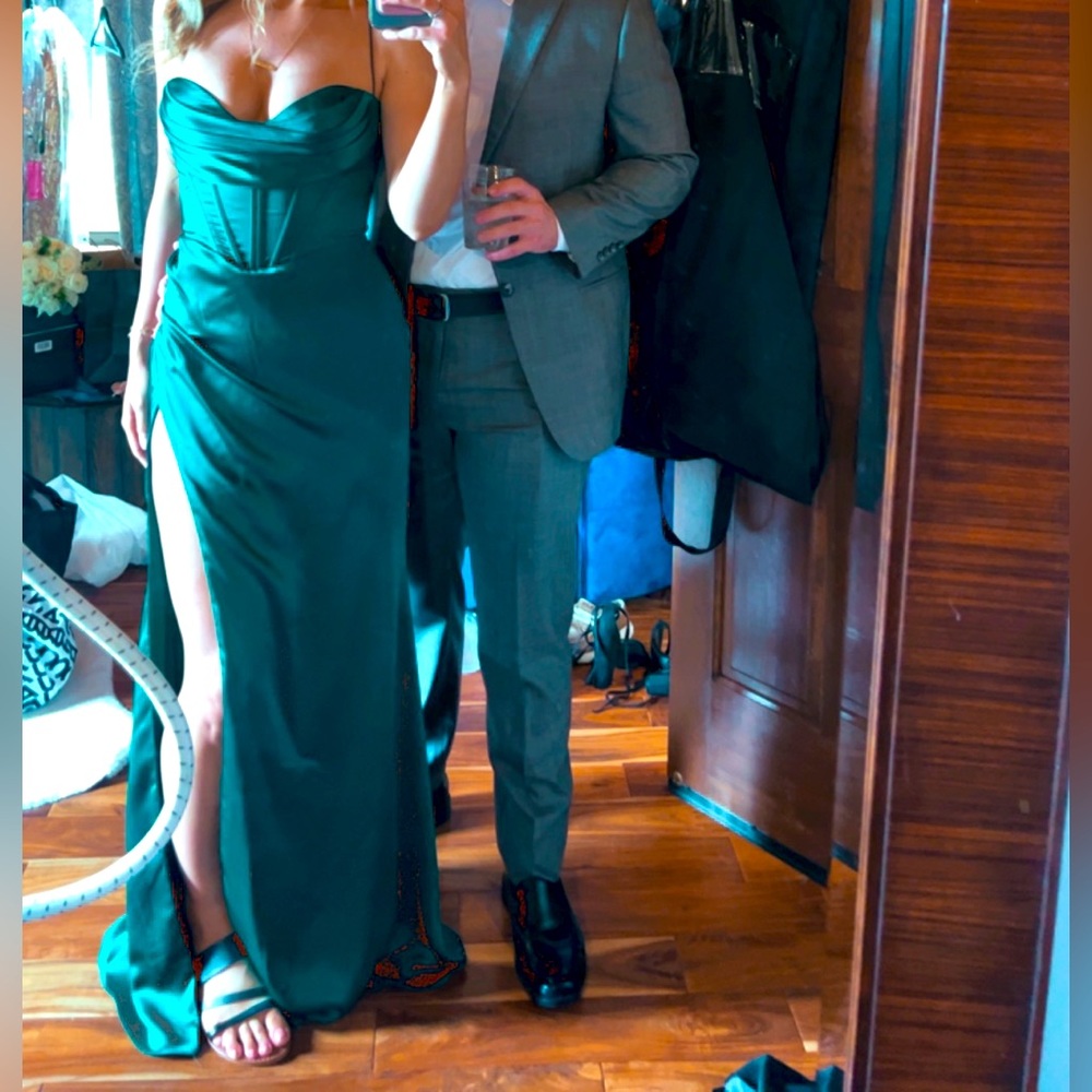 Cinderella Divine; Dark Green Spaghetti Strap dress